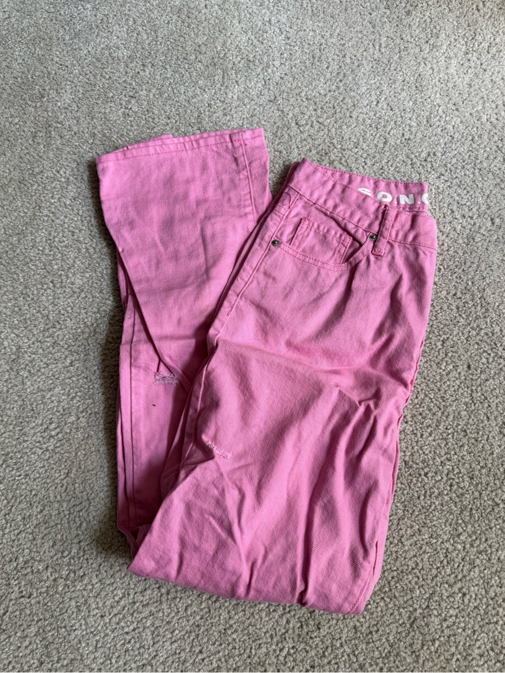 SONG 90s flare y2k Pink Wide-Leg Jeans with Subtle Flare